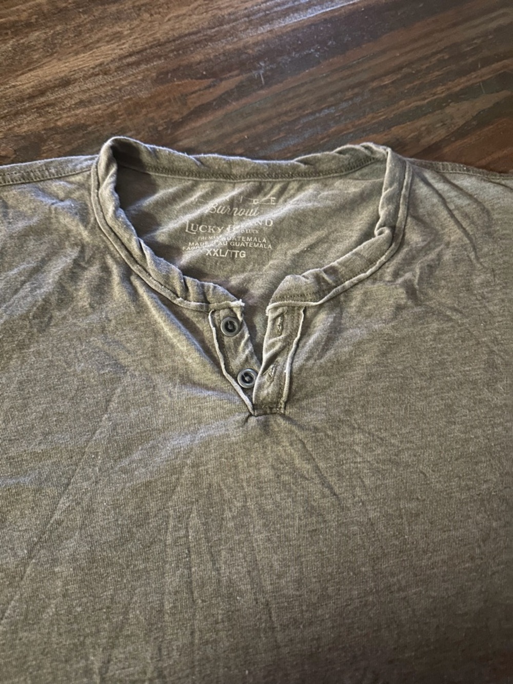 Lucky Brand Olive Green Short-Sleeve Henley Tee